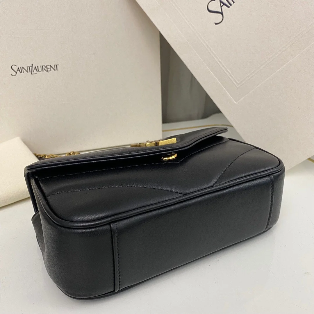Saint Laurent Loulou medium in Matelassé Lambskin Black Bag product view 2