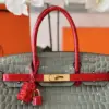Hermès Birkin Crocodile Leather Gray and Red Custom Made Bag product view 6