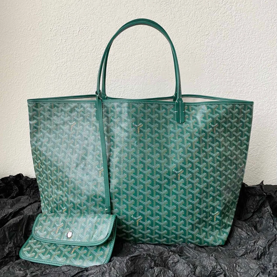 Goyard Green Goyardine Canvas  Chevroches Calfskin Saint Louis PM Tote product view 1