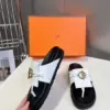 Hermès Women White Leather Black Sole Sandals product view 5