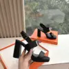 Hermès Women Black Leather Sandals product view 3