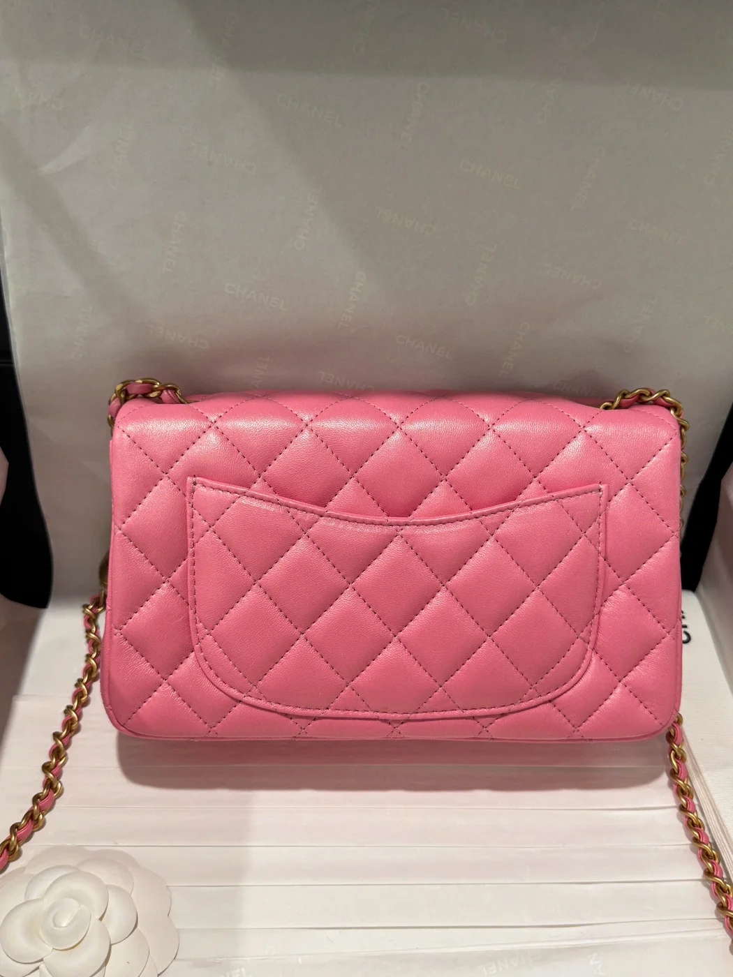 Chanel Classic Bell Bag Handbags Bink Lock Gold Smooth Leather 20 cm product view 5