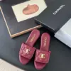 Chanel Women Burgundy Quilted Leather Slides product view 1