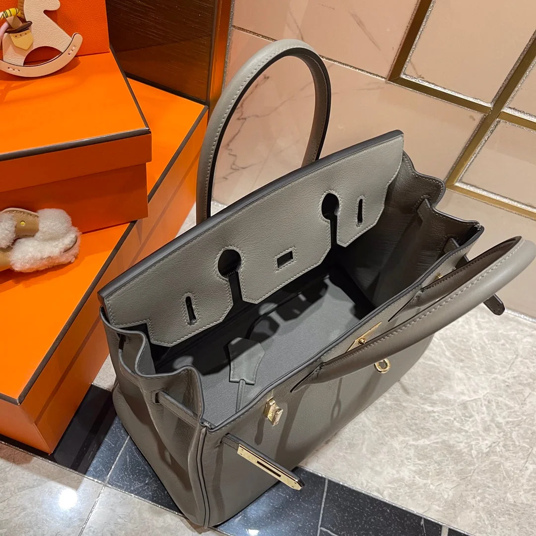 Hermès Birkin 30 cm Grey Swift Leather Gold Hardware Bag product view 6