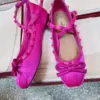 Valentino Women Pink Satin Bow Strap Flats product view 6