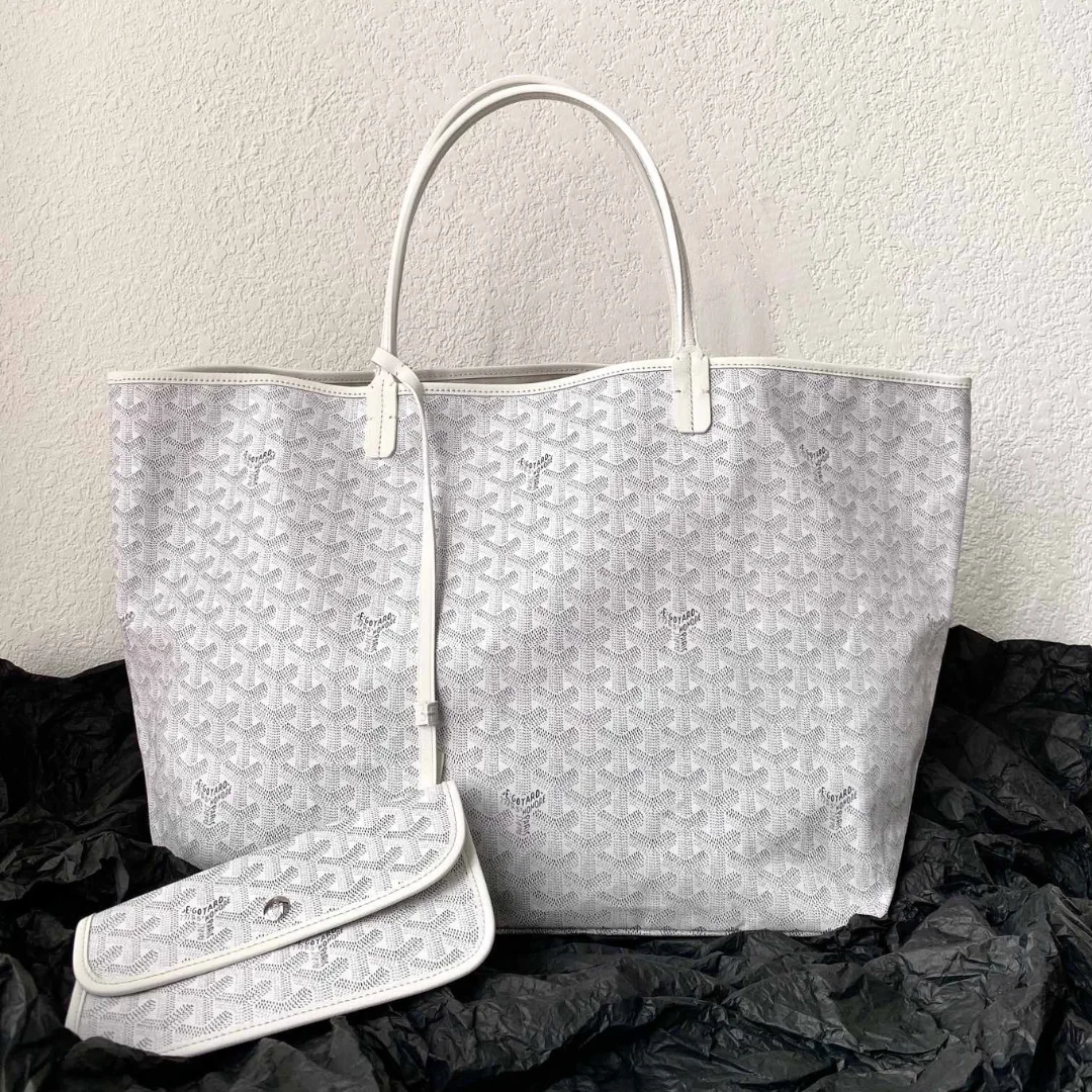 Goyard White Goyardine Canvas  Chevroches Calfskin Saint Louis PM Tote product view 1