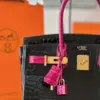 Hermès Birkin 30 Black/Pink Crocodile Leather – Custom Made Bag product view 4
