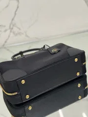 Prada Large Top Handle Bag 35 In Black Nylon And Calfskin Trim product view 3