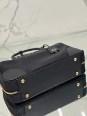 Prada Large Top Handle Bag 35 In Black Nylon And Calfskin Trim product view 3