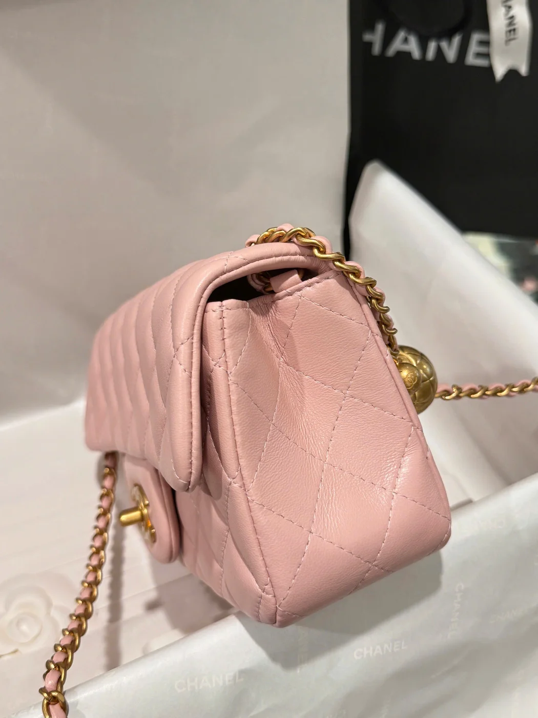 Chanel Classic Bell Bag Handbags Woman’s Pink Sheepskin 20 cm product view 2