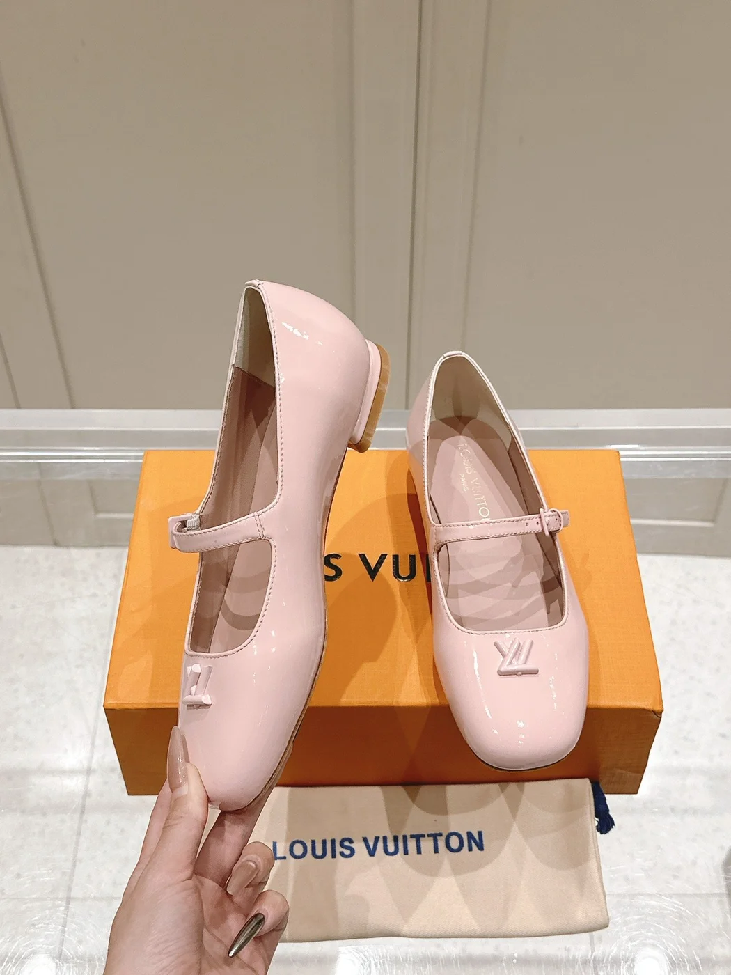 Louis Vuitton Women Light Pink Patent Leather Mary Jane Loafers product view 3