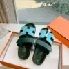 Hermès Women Green Leather Blue Sandals product view 4