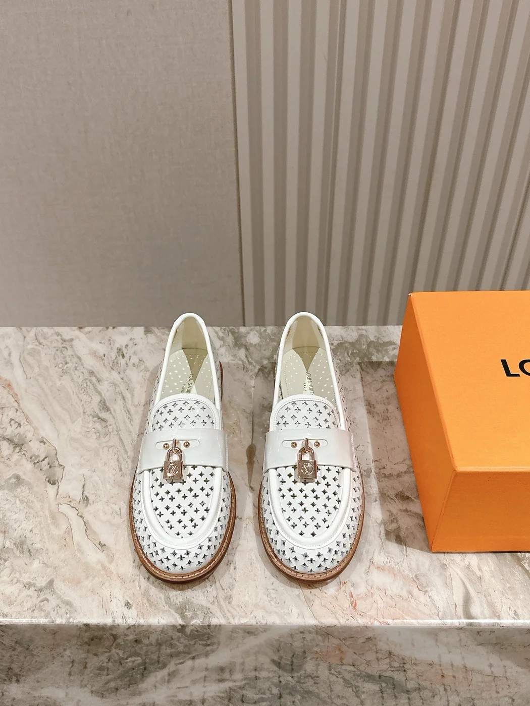 Louis Vuitton Women White Leather Loafers product view 1