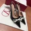 Valentino Women Black Patent Leather Bow Slingback Pumps product view 3