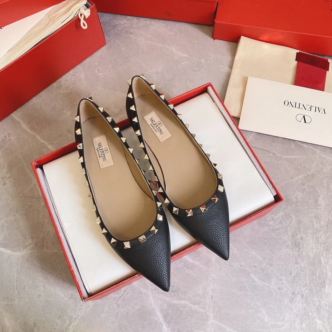 Valentino Women Black Leather Studded Flats product view 2