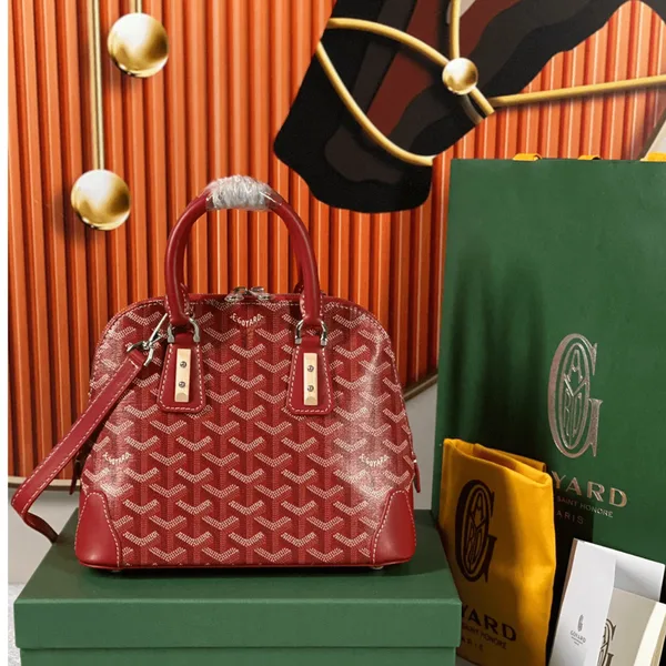 Goyard Alma Vedome Red Handbag With Fabric Wrapped Leather Strap 24 cm product view 1