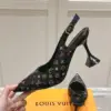 Louis Vuitton Women Black Patterned Leather Heels product view 6