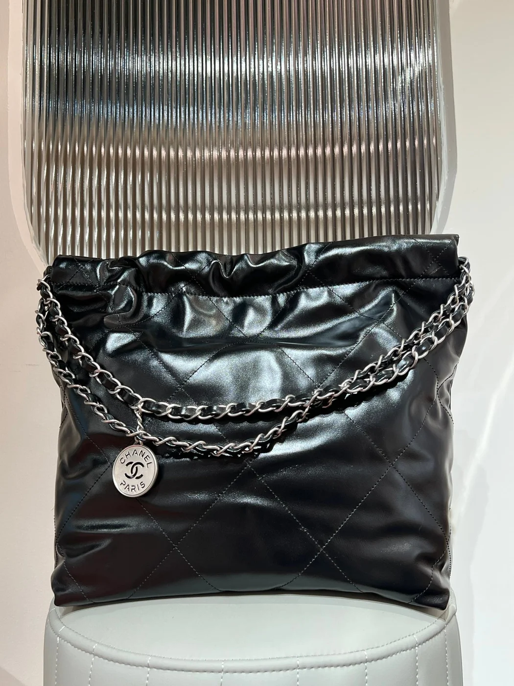 Chanel 22 Small Black Silver Hardware Bag product view 6