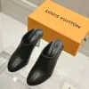 Louis Vuitton Women Black Leather Mules Heels product view 1