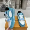 Louis Vuitton Women Blue White Leather Sneakers product view 2