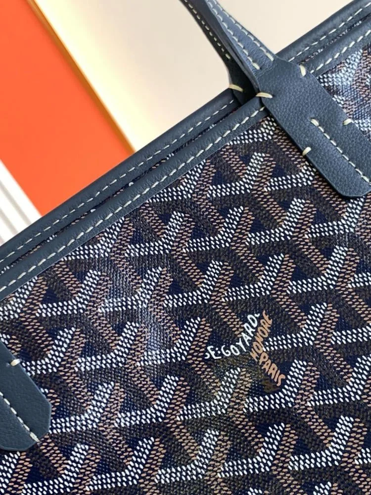 Goyard Navy Blue Goyardine Coated Canvas and Leather Saint Louis PM Tote product view 4