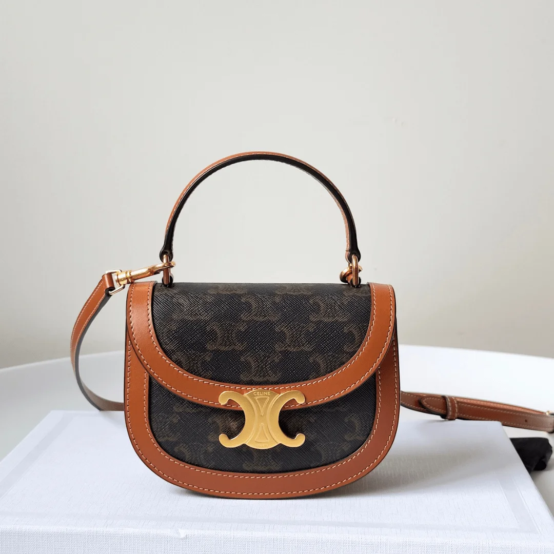 Celine Mini Handle Crossbody Handbag Brown Strap 15.5x11cm product view 1