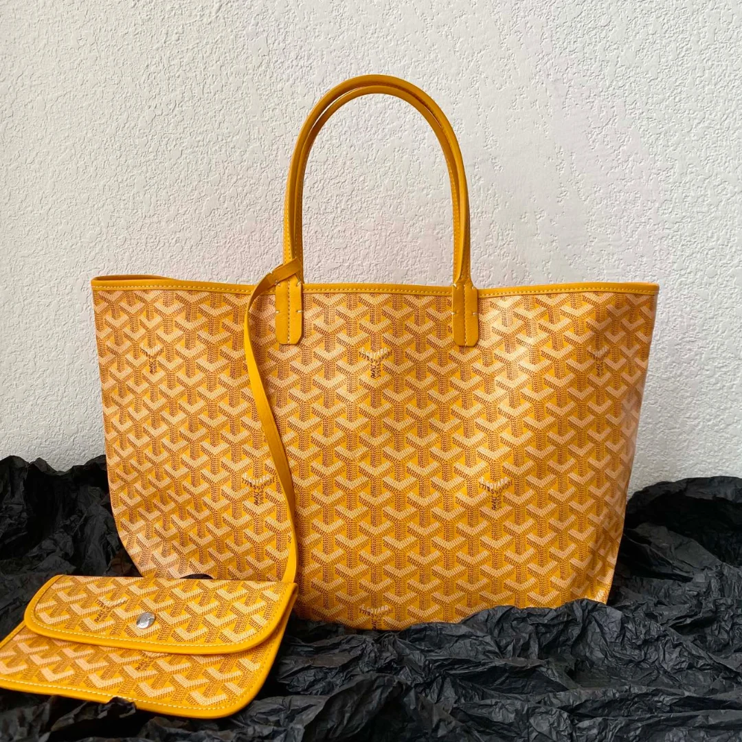Goyard Yellow Goyardine Canvas  Chevroches Calfskin Saint Louis PM Tote product view 1