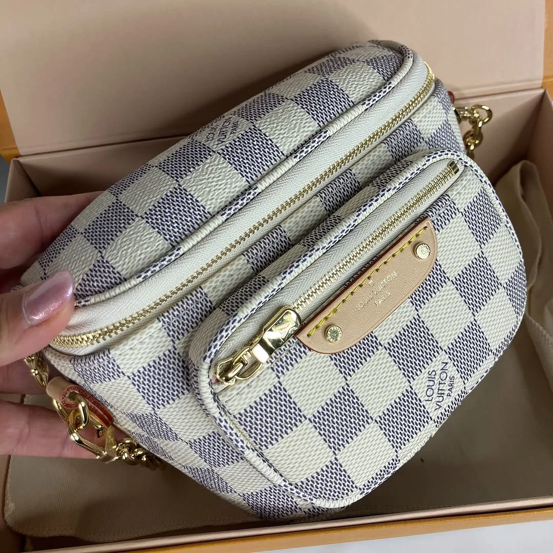 Louis Vuitton Mini Bumbag — Cream and Gray Checkered Pattern product view 6