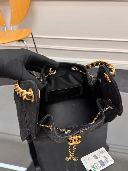 Chanel 25 Small In Black-Gray Denim With Gold Hardware Bag product view 8