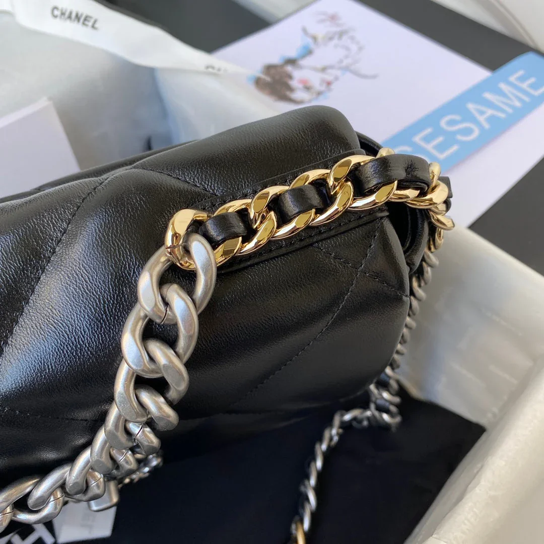 Chanel Cc Medium 26 Flap Bag In Black Lambskin product view 3