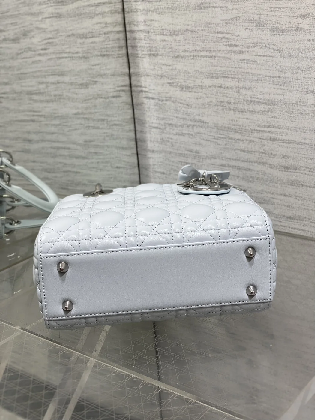 Dior Small Lady Dior Bag in Ice Blue Cannage product view 5