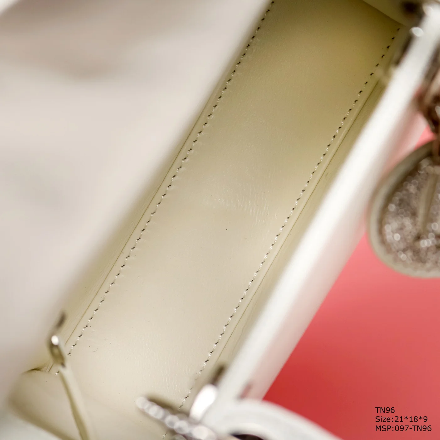 Dior My Lady White Beaded Handbag 21x18x9cm product view 4
