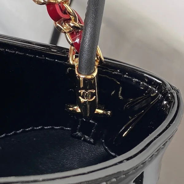 Chanel Mini Shopping Bag Handbags Red Shiny Leather 31 cm product view 4
