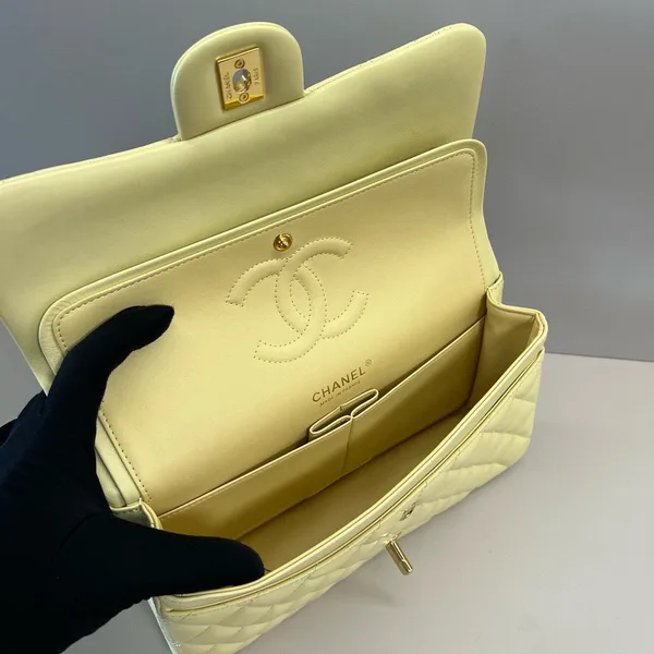 Chanel 25C Flap Bag 25 In Yellow Quilted Lambskin Gold Hardware product view 3