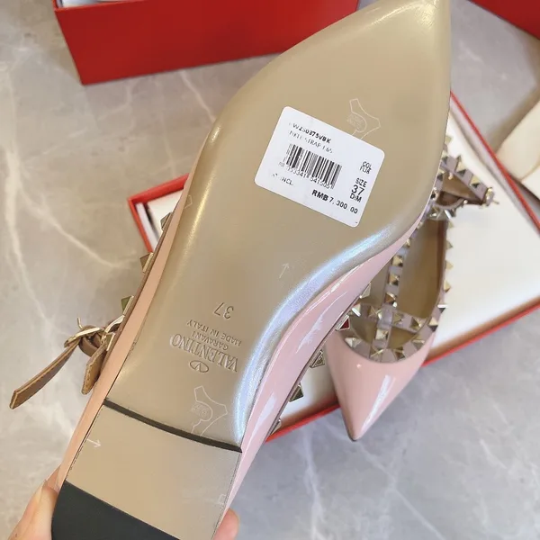 Valentino Women Pink Patent Leather Studded Flats product view 4