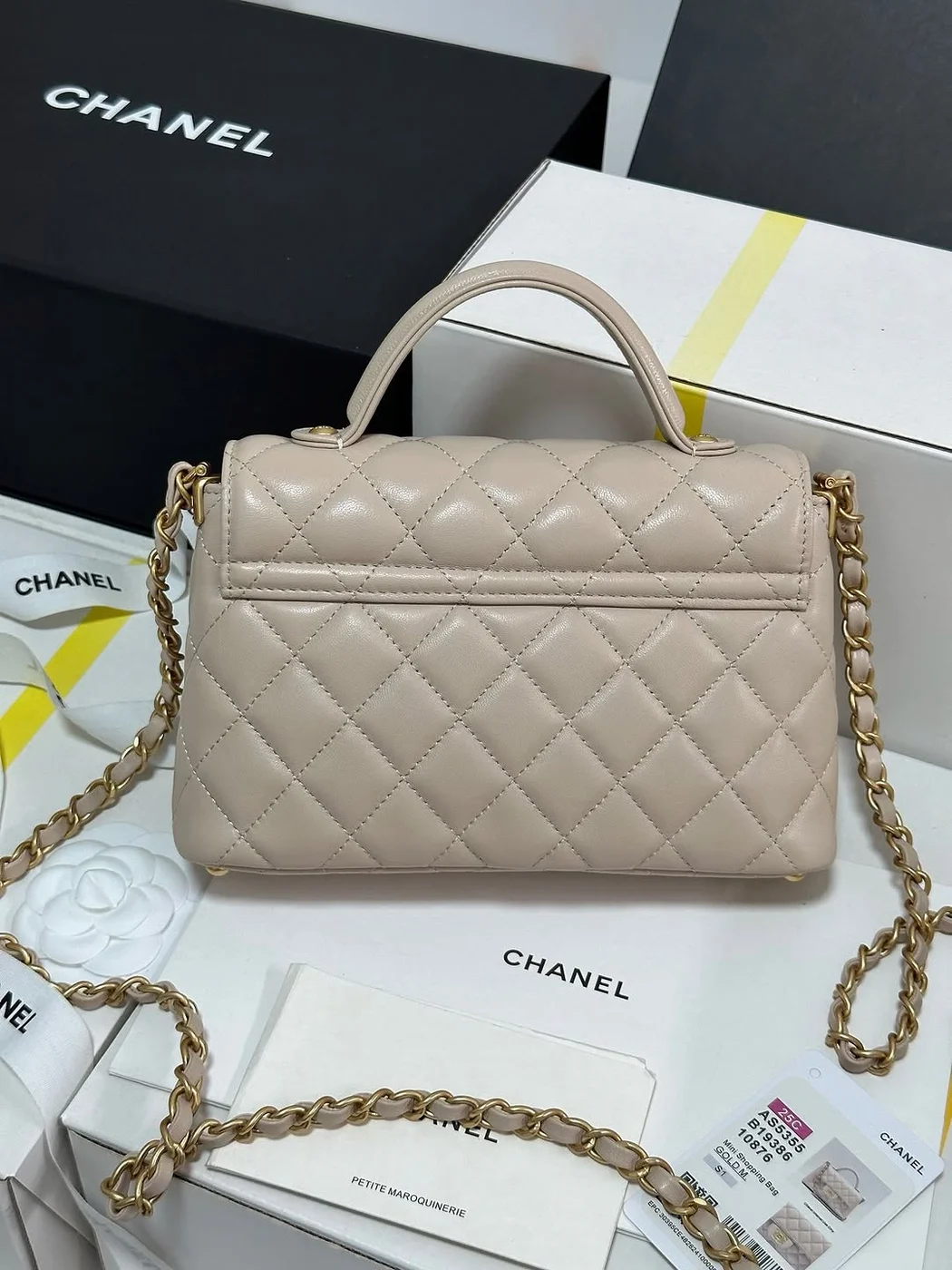 Chanel Beige Leather Small Top Handle Flap Bag product view 6