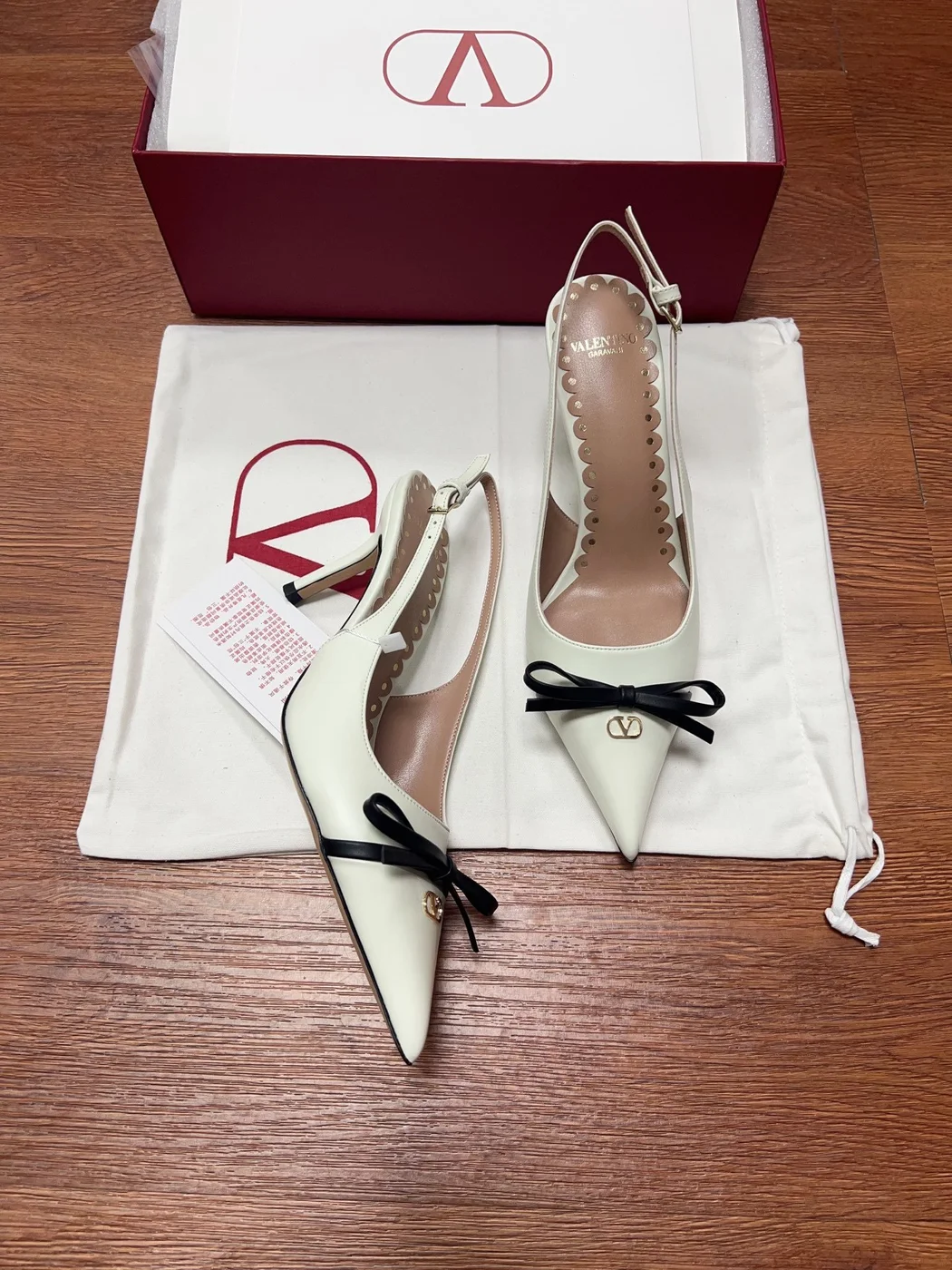 Valentino Women White Patent Leather Pointed Slingback Pumps product view 2