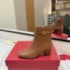 Valentino Women Brown Leather Ankle Boots product view 5