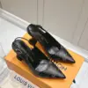 Louis Vuitton Women Black Patterned Leather Heels product view 2