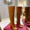 Valentino Women Brown Leather Knee High Boots product view 1