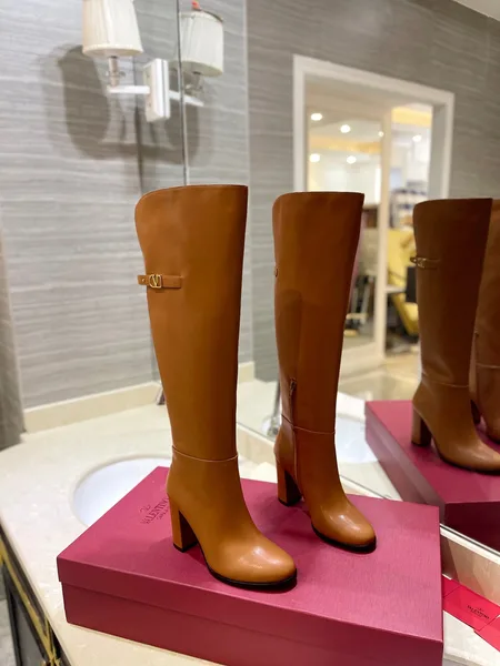 Valentino Women Brown Leather Knee High Boots product view 1