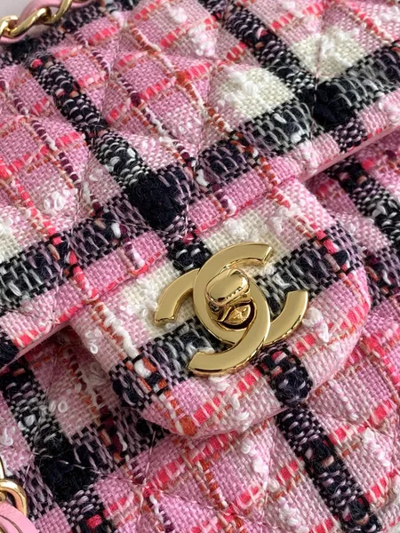 Chanel Cc Medium 25 Classic Bag In Light Pink Mix Black Wool Tweed product view 6