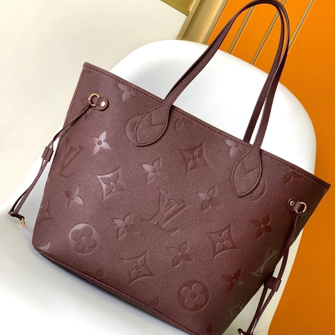 Louis Vuitton Neverfull MM Bag — Burgundy Embossed Monogram product view 1