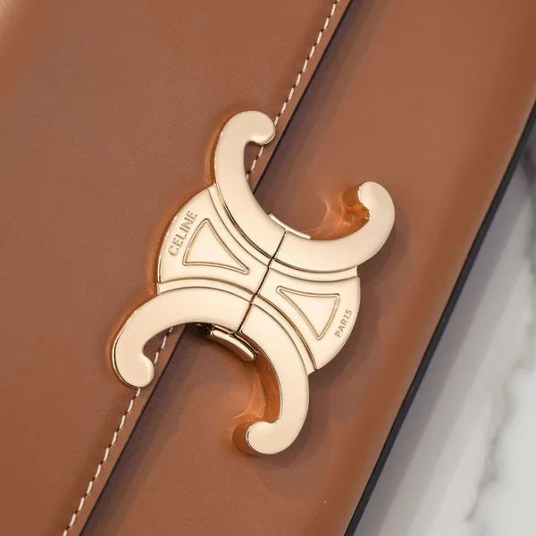 Celine Triomphe Brown Handbag Premium Smooth Leather 20x12cm product view 2