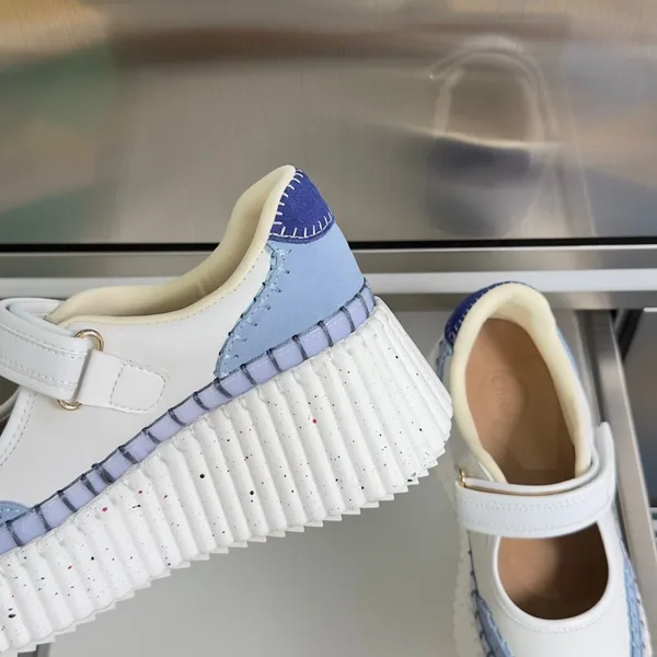 Chloé Nama wedge sneakers in Ashes Blue and white product view 7