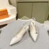 Louis Vuitton Women White Leather Pointed Slingback Heels product view 3