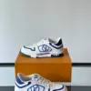 Louis Vuitton Men White Blue Leather Sneakers product view 5