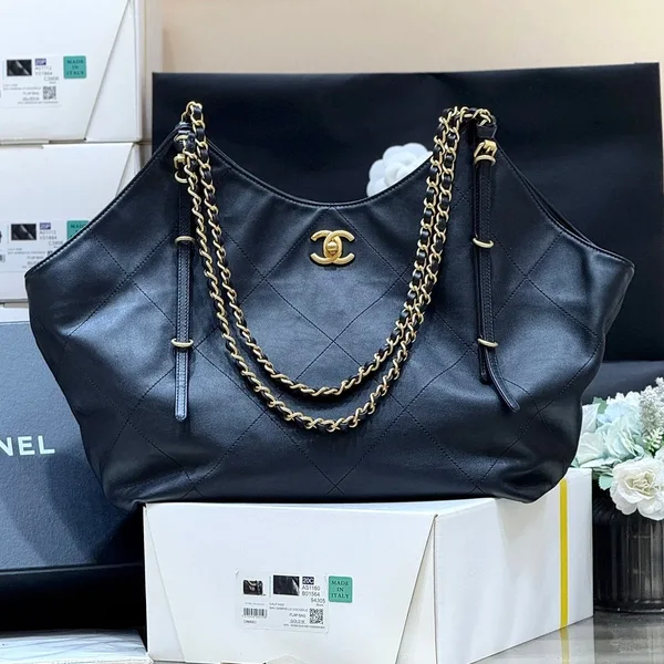 Chanel Medium Maxi Shopping Bag 47 In Black Calfskin Gold-Tone Metal product view 1