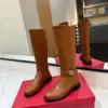 Valentino Women Brown Leather Knee High Boots product view 3