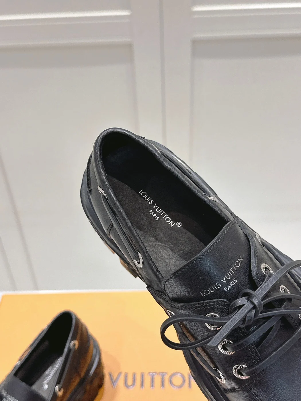 Louis Vuitton Women Black Leather Chunky Loafers product view 2